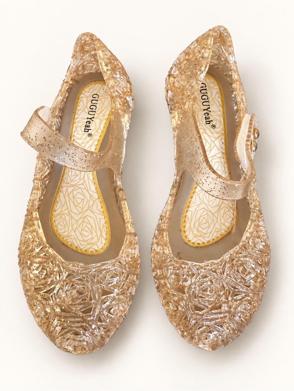 GUGUYeaH Kids Glitter Mary Jane Dress Shoes in Gold